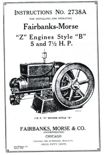 Fairbanks Morse Z B Engine Motor 5 &amp; 7.5hp Book Manual Hit Miss Spark Plug 2738A