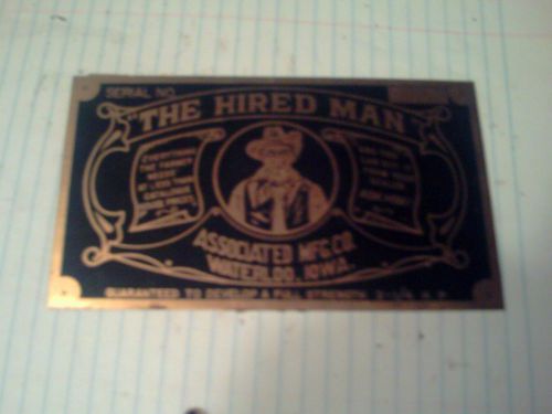 associated hired man repo brass tag hit miss engine