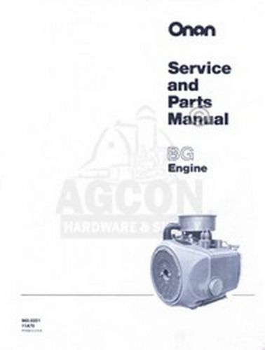 ONAN BG Engine Service Shop &amp; Parts Manual 965-0251 18h