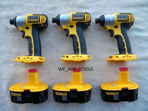 3 dewalt dc827 18 volt cordless 1/4 impact drill driver,3 dc9096 battery 18v xrp for sale