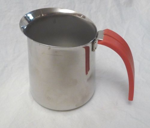 2 Cup Italian INOX (Stainless) Frothing Pitcher with Red Plastic Grips (4&#034; tall)