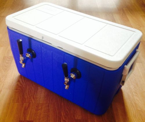 Portable Kegerator Beer Jockey Box Tap Keg Double Faucet Draw 50&#039; Coil Cooler