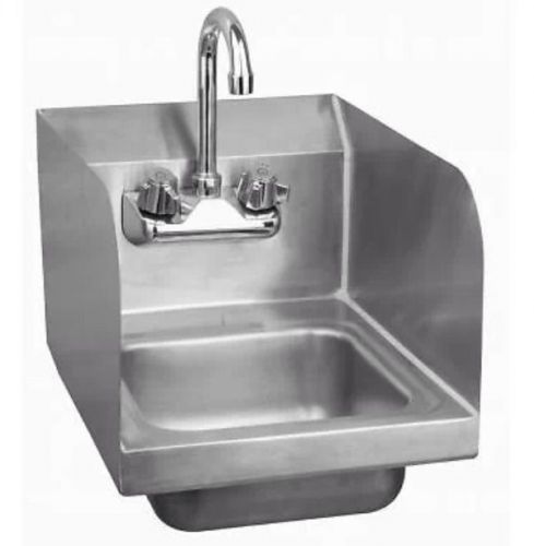New Wall Hung Hand Sink W/ Side Splash Commercial Kitchen 12&#034; X 12&#034; Heavy Duty