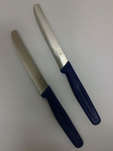 2 pc. victorinox  40553 - 4 1/2 in round tip serrated steak knife blue for sale