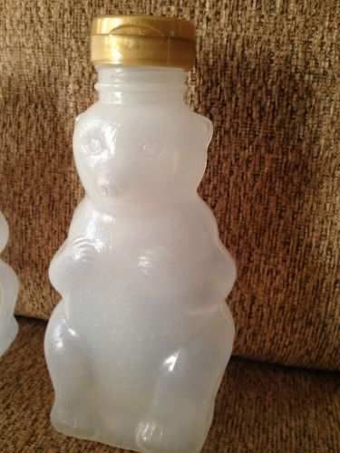 16 oz BEAR-shaped bottles, Four (4) Gold Flip Top Safety Seal Lids