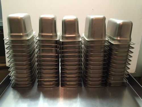 Lot of 61 Pieces Winco SPJL-904 Stainless Steel 1/9 Size Steam Table Pan