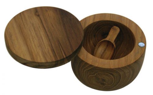Be Home Teak Salt Cellar with Spoon and Pivoting Lid