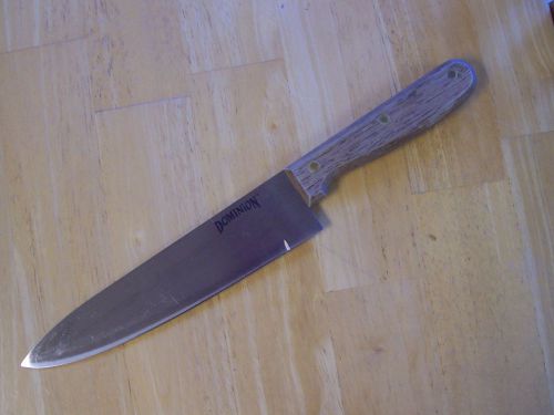 Vtg dominion stainless steel 13 cutlery chef butcher knife wood handle brass pin for sale