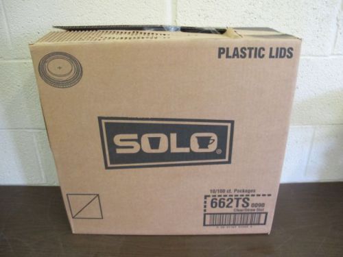 SOLO 662TS CLEAR PLASTIC LID WITH STRAW SLOT (NIP) 10 SLEEVES OF 100 ONE CASE