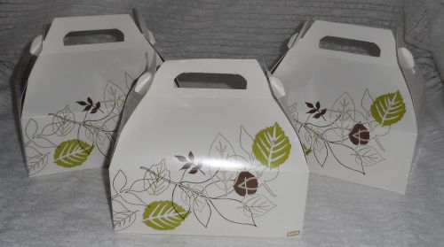 50 Dixie &#039;Pathways&#039; 5 lb Barn Handled Catering Cartons Take/Carryout Gift Boxes