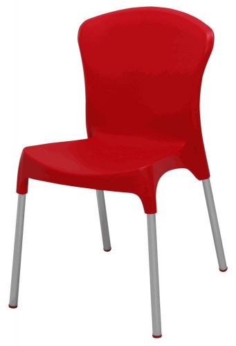 New Lola Commercial Stacking Aluminum / Resin Outdoor Dining Side Chair - Red
