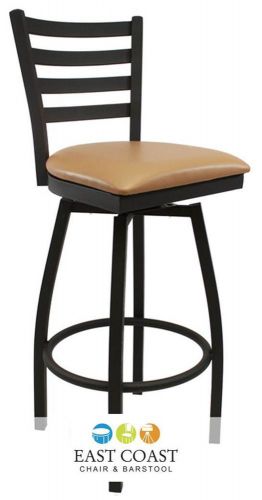 New gladiator commercial ladder back metal swivel bar stool w/ tan vinyl seat for sale