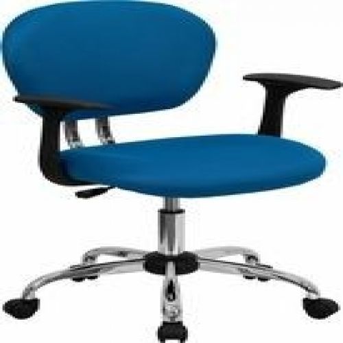 Flash Furniture H-2376-F-TUR-ARMS-GG Mid-Back Turquoise Mesh Task Chair with Arm