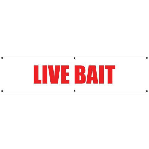 18&#034; x 72&#034; LIVE BAIT Banner Sign store business shop 18 x 72 retail fishing