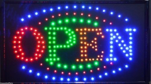 NEW OUTDOOR Hanging ANIMATED LED Neon OPEN SIGN Red/Blue/Green SUPER BRIGHT