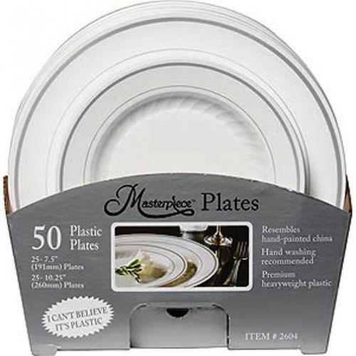 50 Masterpiece Silver Collection Plates 25ea 7.5&#034; &amp; 10.25&#034; Premium Heavyweight