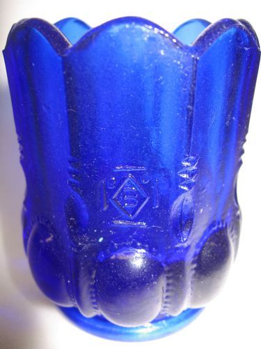 Cobalt Blue glass tabletop toothpick / match holder beaded oval pattern boyd art