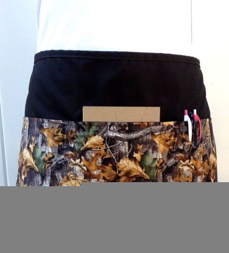 BLACK  REAL CAMO  3 POCKET WAITRESS WAIST APRON BAR CAFE SERVERS  Resturant -USA