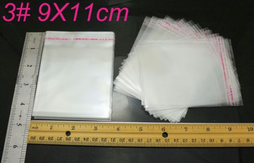200PCS 9*11cm NEW OPP Clear Pack bags Poly Unsealed  Self Adhesive bags Plastic