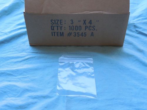 1000 3x4 2Mil Reclosable Clear Zip Lock Ziplocks Bags