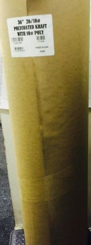 36&#034; wide  x 600&#039;   poly coated kraft paper roll  natural, made in usa gr8 deal!! for sale
