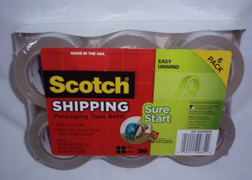 6 Rolls-Scotch Sure Start Shipping Packaging Tape