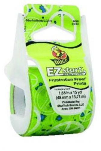 Duck Brand EZ Start Packaging Tape Green Peace Signs Print 1.88&#039;&#039; x 15 yards