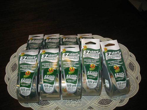 9 Duck Brand One Handed EZ Start Tape Dispensers with tape 55 yd. FREE SHIPPING.
