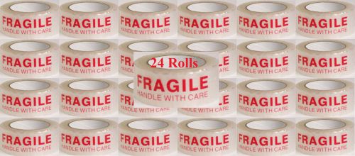 24 rolls 2.2 mil 2&#034; x 110yds 330 ft fragile handle with care clear shipping tape for sale