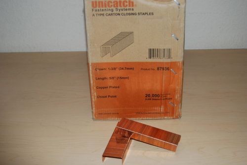 1 case 1-3/8&#034;x 5/8&#034; carton closing copper box staples 20,000 for all a series for sale