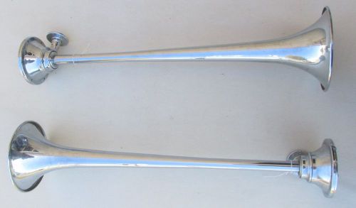 Pair Grover Products Co Los Angeles Chrome Fire Truck Emergency 25&#034; Horns