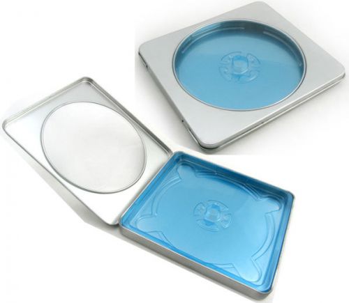 Am-dig tin cd/dvd case square hinged with window blue tray 25 pack - jct10100 for sale