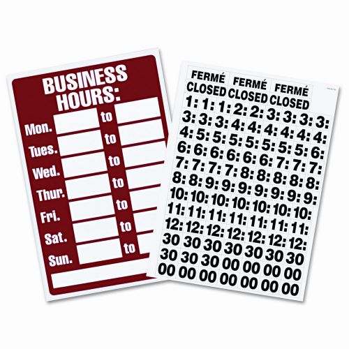 Business Hours Sign with Peel Vinyl Characters, Poly Resin, 8 x 12