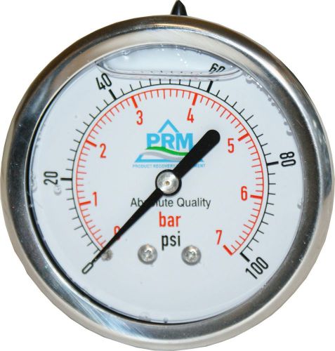 0-100 psi prm pressure gauge 2.5 inch stainless steel case brass 1/4&#034; npt back for sale