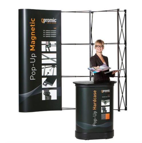 8ft Pop-Up, 3x3 panel, Magnetic Exhibit Booth Trade Show Display free hardcase