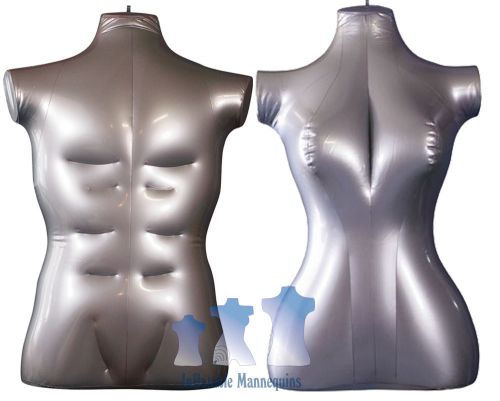 His &amp; her special - inflatable mannequin - torso forms large, silver for sale