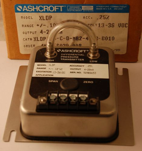 ASHCROFT XLDP DIFFERENTIAL PRESSURE TRANSMITTER .10&#034; WC 4-20MA 13-36VDC H2O