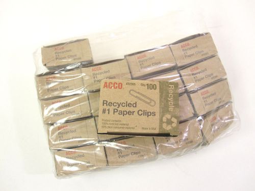 LOT of 18 boxes ACCO 72365 Recycled No. #1 Paper Clips 100/box qty1800 1000 2000