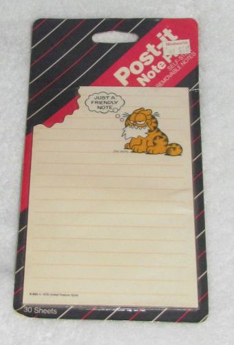 New! vintage 1987 jim davis garfield 3m post-it notes pad &#034;just a friendly note&#034; for sale