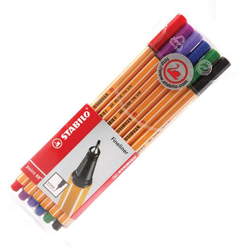 Pack of 6 New Stabilo Point 88 Needle Point Pen 0.4 mm Assorted Colour #1051480
