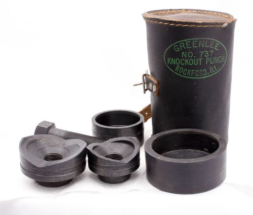 Greenlee 737 knockout punch kit, 1-1/2&#034; &amp; 2&#034; conduit size, leather case, used for sale