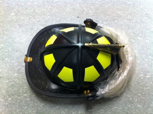Bullard black ust traditional fiberglass fire helmet w/ faceshield and eagle for sale