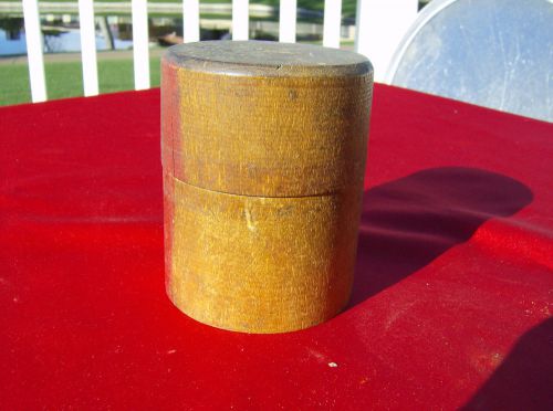 Vintage round wood steel stamp set holder punch holder / canister (624) for sale