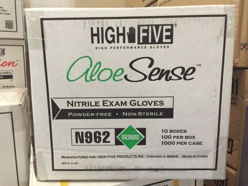 High Five Aloe Sense Nitrile Exam Gloves, Medium, N962 (Case of 10 boxes)