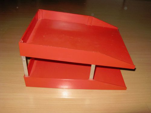 Vintage stempel stemco con-tempo 2 stack tray letter &amp; legal orange red for sale