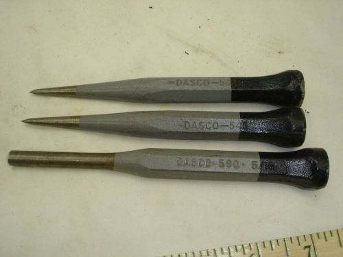 Lot of 3 Dasco Punch Chisels #590 #545 Center Stone Mason Cold Chisel NOS