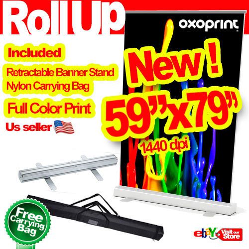 Retractable Roll Up Banner 59 x 79&#034; Display Banner Stand (Color Print included)