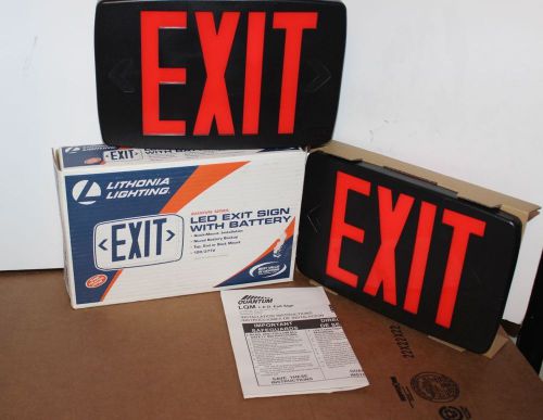 NIB LITHONIA LIGHTING EXIT SIGN QUIANTUM SERIES BLACK W / RED LETTERS WITH MOUNT