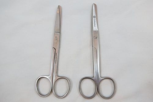 Lot of Two Curved Blade Stainless Steel Ostomy, Medical Scissors - One Coloplast