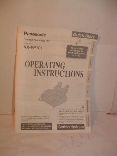 Panasonic KX-FP101 Operating Istructions Owners Manual